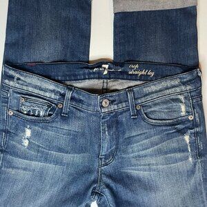 7 For All Mankind Jeans  Women’s Crop Straight Leg Sz 29